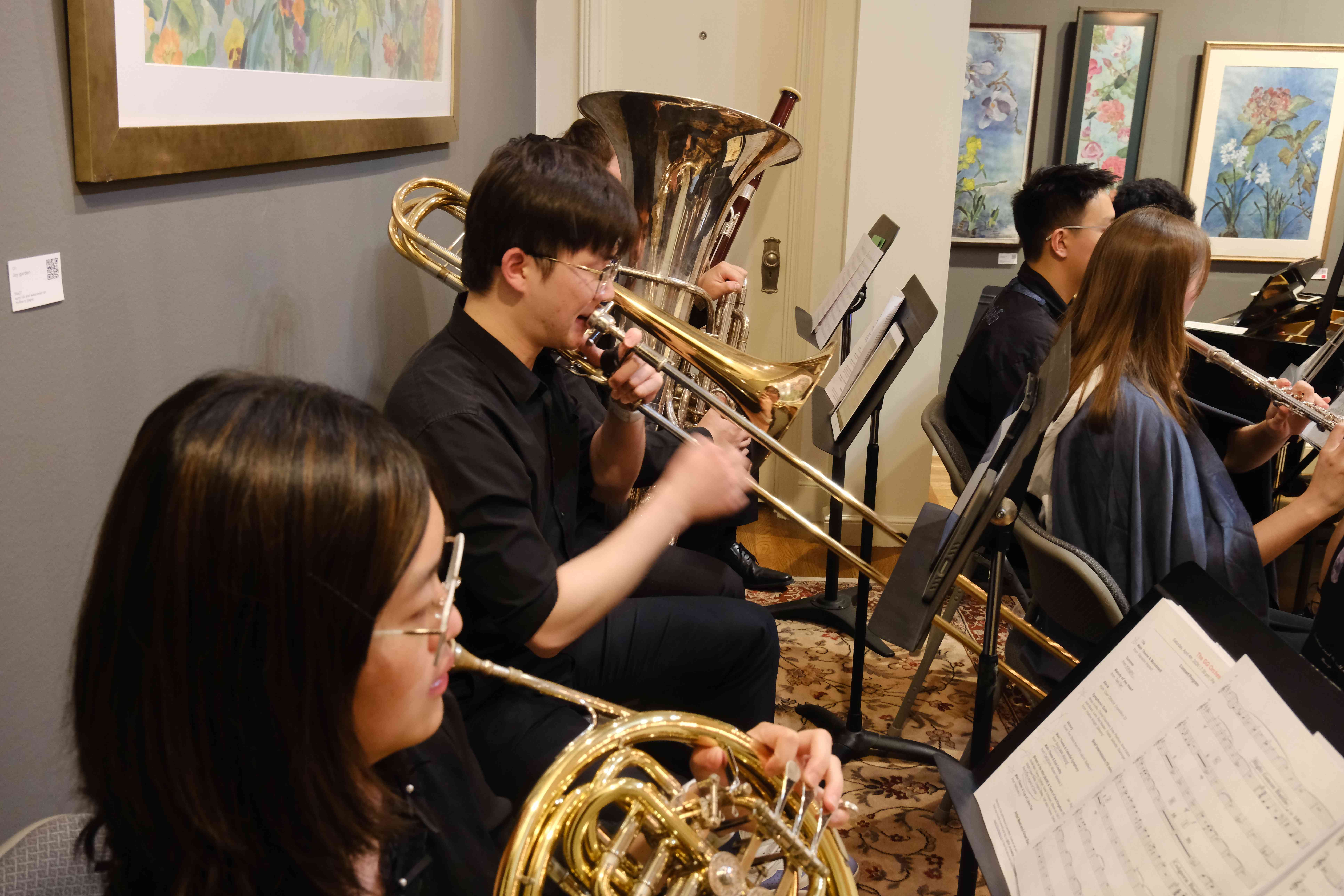Brass section with horn, trumpet, and trombone